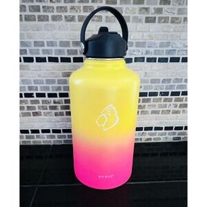 BUZIO 64oz Water Bottle Insulated Stainless Steel Yellow Pink Gradient Tangerine
